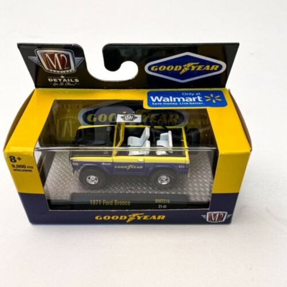 M2 Machines 2021 Walmart Exclusive Goodyear 1971 Ford Bronco Brand New